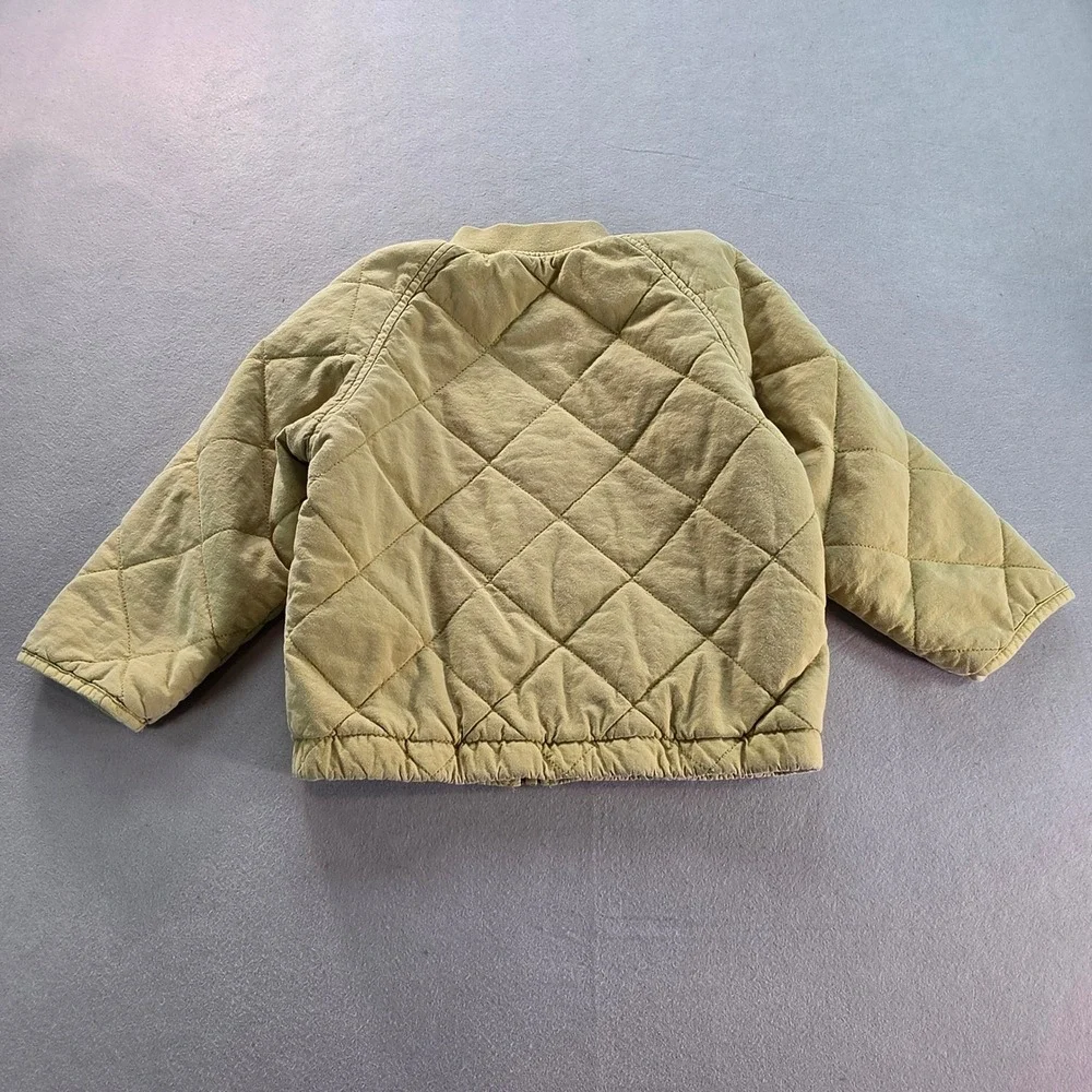 Zara Kids Tan Khaki Quilted Bomber Jacket Size 5 Years 110cm Full Zip Coat